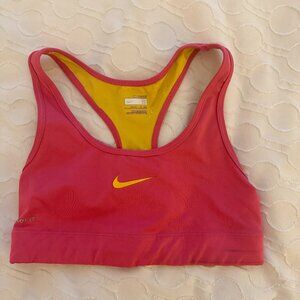 Nike Sports Bra Livestrong Dark Pink Yellow Unpadded Women’s Size Small